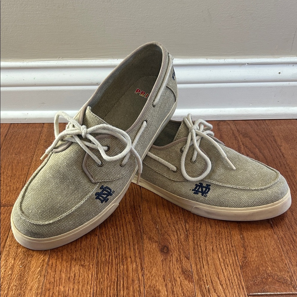 Notre Dame Tan Canvas Boat Shoes